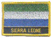 Named Flag Patch of Sierra Leone - 2¼x3¼" embroidered Named Flag Patch of Sierra Leone.<BR>Combines with our other Named Flag Patches for discounts.