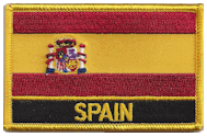 Named Flag Patch of Spain - 2¼x3¼" embroidered Named Flag Patch of Spain.<BR>Combines with our other Named Flag Patches for discounts.