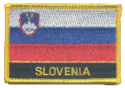 Named Flag Patch of Slovenia - 2¼x3¼" embroidered Named Flag Patch of Slovenia.<BR>Combines with our other Named Flag Patches for discounts.