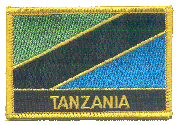 Named Flag Patch of Tanzania - 2¼x3¼" embroidered Named Flag Patch of Tanzania.<BR>Combines with our other Named Flag Patches for discounts.