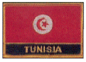 Named Flag Patch of Tunisia - 2¼x3¼" embroidered Named Flag Patch of Tunisia.<BR>Combines with our other Named Flag Patches for discounts.