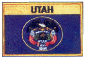 Named Flag Patch of State of Utah - 2¾x3½" embroidered Named Flag Patch of the State of Utah.<BR>Combines with our other Named Flag Patches for discounts.