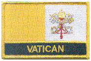 Named Flag Patch of Vatican City - 2¼x3¼" embroidered Named Flag Patch of Vatican City.<BR>Combines with our other Named Flag Patches for discounts.