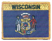 Named Flag Patch of State of Wisconsin - 2¾x3½" embroidered Named Flag Patch of the State of Wisconsin.<BR>Combines with our other Named Flag Patches for discounts.