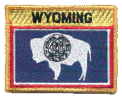 Named Flag Patch of State of Wyoming - 2¾x3½" embroidered Named Flag Patch of the State of Wyoming.<BR>Combines with our other Named Flag Patches for discounts.