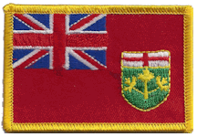 Standard Rectangle Flag Patch of Canadian Province of Ontario - 2¼x3½" embroidered Standard Rectangle Flag Patch of Ontario.<BR>Combines with our other Standard Rectangle Flag Patches for discounts.