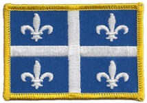 Standard Rectangle Flag Patch of Canadian Province of Quebec - 2¼x3½" embroidered Standard Rectangle Flag Patch of Quebec.<BR>Combines with our other Standard Rectangle Flag Patches for discounts.