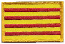 Standard Rectangle Flag Patch of Catalonia - 2x3½" embroidered Standard Rectangle Flag Patch of Catalonia.<BR>Combines with our other Standard Rectangle Flag Patches for discounts.