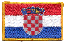 Standard Rectangle Flag Patch of Croatia - 2¼x3½" embroidered Standard Rectangle Flag Patch of Croatia.<BR>Combines with our other Standard Rectangle Flag Patches for discounts.