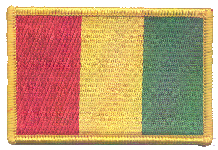 Standard Rectangle Flag Patch of Guinea - 2¼x3½" embroidered Standard Rectangle Flag Patch of Guinea.<BR>Combines with our other Standard Rectangle Flag Patches for discounts.