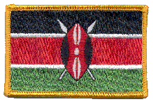 Standard Rectangle Flag Patch of Kenya - 2¼x3½" embroidered Standard Rectangle Flag Patch of Kenya.<BR>Combines with our other Standard Rectangle Flag Patches for discounts.