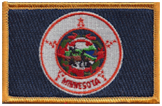 Rectangle Flag Patch of State of  Minnesota 1983-2024 - 2¼x3½"  embroidered Rectangle Flag Patch of the State of Minnesota 1983-2024.<BR><BR><I>Combines with our other Rectangle Flag Patches for discounts.</I>