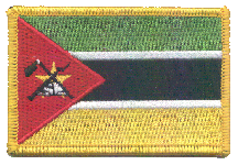 Standard Rectangle Flag Patch of Mozambique - 2¼x3½" embroidered Standard Rectangle Flag Patch of Mozambique.<BR>Combines with our other Standard Rectangle Flag Patches for discounts.