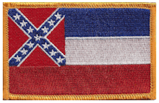 Standard Rectangle Flag Patch of State of Mississippi 1894-2020 - 2¼x3½" embroidered Standard Rectangle Flag Patch of the State of Mississippi 1894-2020.<BR>Combines with our other Standard Rectangle Flag Patches for discounts.