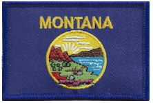 Standard Rectangle Flag Patch of State of Montana - 2¼x3½" embroidered Standard Rectangle Flag Patch of the State of Montana.<BR>Combines with our other Standard Rectangle Flag Patches for discounts.