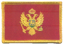 Standard Rectangle Flag Patch of Montenegro - 2¼x3½" embroidered Standard Rectangle Flag Patch of Montenegro.<BR>Combines with our other Standard Rectangle Flag Patches for discounts.