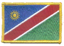 Standard Rectangle Flag Patch of Namibia - 2¼x3½" embroidered Standard Rectangle Flag Patch of Namibia.<BR>Combines with our other Standard Rectangle Flag Patches for discounts.