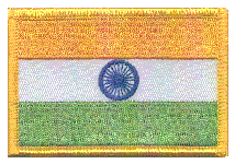 Standard Rectangle Flag Patch of India - 2¼x3½" embroidered Standard Rectangle Flag Patch of India.<BR>Combines with our other Standard Rectangle Flag Patches for discounts.