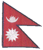 Standard Rectangle Flag Patch of Nepal - 2¾x3½" embroidered Standard Rectangle Flag Patch of Nepal.<BR>Combines with our other Standard Rectangle Flag Patches for discounts.