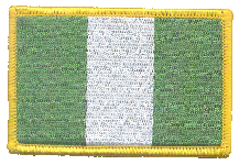 Standard Rectangle Flag Patch of Nigeria - 2¼x3½" embroidered Standard Rectangle Flag Patch of Nigeria.<BR>Combines with our other Standard Rectangle Flag Patches for discounts.