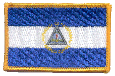 Standard Rectangle Flag Patch of Nicaragua - 2¼x3½" embroidered Standard Rectangle Flag Patch of Nicaragua.<BR>Combines with our other Standard Rectangle Flag Patches for discounts.