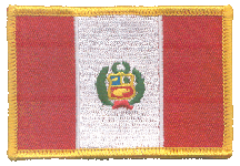 Standard Rectangle Flag Patch of Peru - 2¼x3½" embroidered Standard Rectangle Flag Patch of Peru.<BR>Combines with our other Standard Rectangle Flag Patches for discounts.