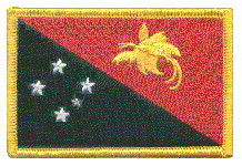 Standard Rectangle Flag Patch of Papua New Guinea - 2¼x3½" embroidered Standard Rectangle Flag Patch of Papua New Guinea.<BR>Combines with our other Standard Rectangle Flag Patches for discounts.