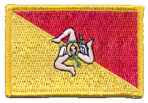 Standard Rectangle Flag Patch of Sicily - 2¼x3½" embroidered Standard Rectangle Flag Patch of Sicily.<BR>Combines with our other Standard Rectangle Flag Patches for discounts.