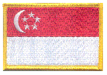 Standard Rectangle Flag Patch of Singapore - 2¼x3½" embroidered Standard Rectangle Flag Patch of Singapore.<BR>Combines with our other Standard Rectangle Flag Patches for discounts.