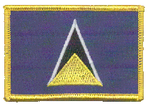 Standard Rectangle Flag Patch of St Lucia - 2¼x3½" embroidered Standard Rectangle Flag Patch of St Lucia.<BR>Combines with our other Standard Rectangle Flag Patches for discounts.