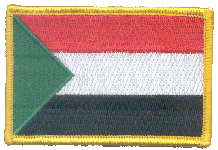 Standard Rectangle Flag Patch of Sudan - 2¼x3½" embroidered Standard Rectangle Flag Patch of the Sudan.<BR>Combines with our other Standard Rectangle Flag Patches for discounts.