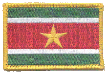 Standard Rectangle Flag Patch of Suriname - 2¼x3½" embroidered Standard Rectangle Flag Patch of Suriname.<BR>Combines with our other Standard Rectangle Flag Patches for discounts.