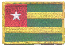 Standard Rectangle Flag Patch of Togo - 2¼x3½" embroidered Standard Rectangle Flag Patch of Togo.<BR>Combines with our other Standard Rectangle Flag Patches for discounts.