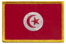 Standard Rectangle Flag Patch of Tunisia - 2¼x3½" embroidered Standard Rectangle Flag Patch of Tunisia.<BR>Combines with our other Standard Rectangle Flag Patches for discounts.