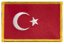 Standard Rectangle Flag Patch of Turkey - 2¼x3½" embroidered Standard Rectangle Flag Patch of Turkey.<BR>Combines with our other Standard Rectangle Flag Patches for discounts.