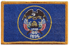 Rectangle Flag Patch of State of  Utah 1913-2024 - 2¼x3½" embroidered Rectangle Flag Patch of the State of  Utah 1913-2024.<BR><BR><I>Combines with our other Rectangle Flag Patches for discounts.</I>