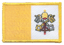 Standard Rectangle Flag Patch of Vatican City - 2¼x3½" embroidered Standard Rectangle Flag Patch of Vatican City.<BR>Combines with our other Standard Rectangle Flag Patches for discounts.