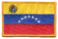 Standard Rectangle Flag Patch of Venezuela - 2¼x3½" embroidered Standard Rectangle Flag Patch of Venezuela.<BR>Combines with our other Standard Rectangle Flag Patches for discounts.