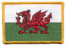 Standard Rectangle Flag Patch of Wales - 2¼x3½" embroidered Standard Rectangle Flag Patch of Wales.<BR>Combines with our other Standard Rectangle Flag Patches for discounts.