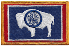 Standard Rectangle Flag Patch of State of Wyoming - 2¼x3½" embroidered Standard Rectangle Flag Patch of the State of Wyoming.<BR>Combines with our other Standard Rectangle Flag Patches for discounts.