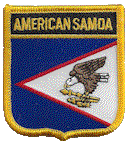 Shield Flag Patch of Samoa, American  - 3x2½" embroidered Shield Flag Patch of American Samoa.<BR>Combines with our other Shield Flag Patches for discounts.