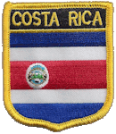 Shield Flag Patch of Costa Rica - 3x2½" embroidered Shield Flag Patch of Costa Rica.<BR>Combines with our other Shield Flag Patches for discounts.