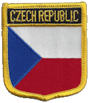 Shield Flag Patch of Czech Republic - 3x2½" embroidered Shield Flag Patch of the Czech Republic.<BR>Combines with our other Shield Flag Patches for discounts.