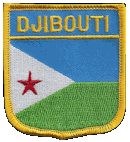 Shield Flag Patch of Djibouti - 3x2½" embroidered Shield Flag Patch of Djibouti.<BR>Combines with our other Shield Flag Patches for discounts.