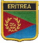 Shield Flag Patch of Eritrea - 3x2½" embroidered Shield Flag Patch of Eritrea.<BR>Combines with our other Shield Flag Patches for discounts.