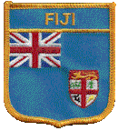 Shield Flag Patch of Fiji - 3x2½" embroidered Shield Flag Patch of Fiji.<BR>Combines with our other Shield Flag Patches for discounts.