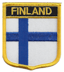 Shield Flag Patch of Finland - 3x2½" embroidered Shield Flag Patch of Finland.<BR>Combines with our other Shield Flag Patches for discounts.