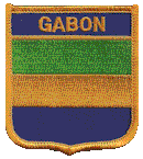 Shield Flag Patch of Gabon - 3x2½" embroidered Shield Flag Patch of Gabon.<BR>Combines with our other Shield Flag Patches for discounts.