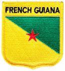 Shield Flag Patch of French Guiana  - 3x2½" embroidered Shield Flag Patch of French Guiana .<BR>Combines with our other Shield Flag Patches for discounts.