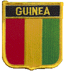 Shield Flag Patch of Guinea - 3x2½" embroidered Shield Flag Patch of Guinea.<BR>Combines with our other Shield Flag Patches for discounts.